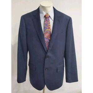 J. Crew Ludlow Men Blazer 42 R Blue Wool Blend Double Vented Sport Coat